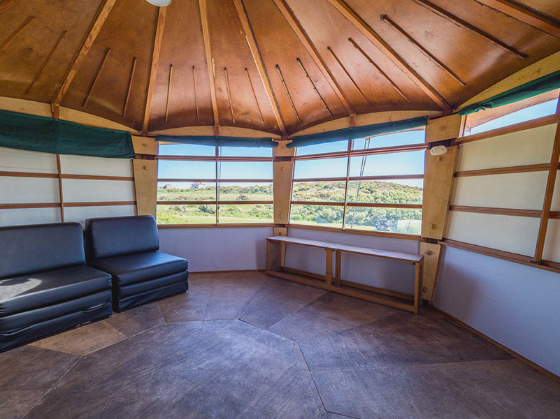 Panoramic view of Holyhead hills from inside a Caban
