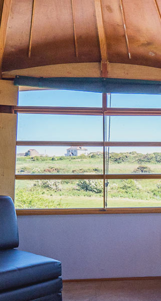 View of Welsh hills from inside Caban