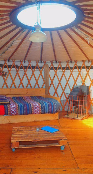 Yurts seating area and easy move table