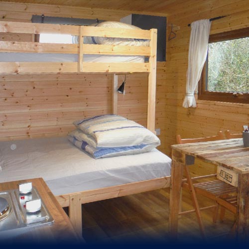Bunk Beds and dining area inside the Eco Den